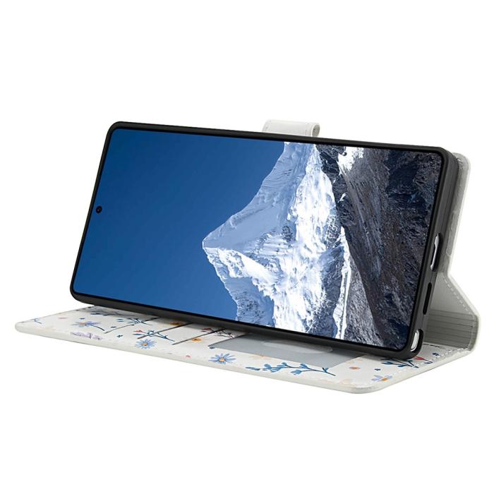 Bild 4,  Samsung Galaxy S26 Ultra Fodral Rhombus Läder Blommor Vit