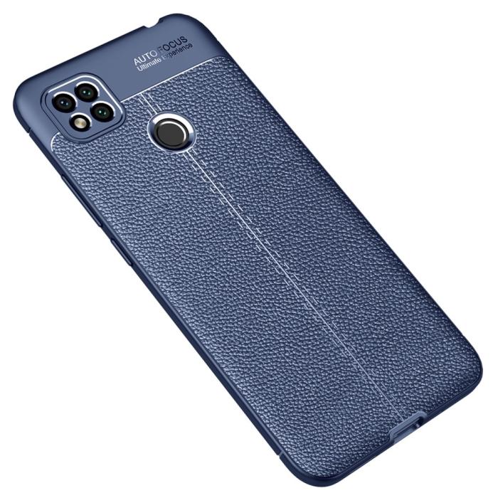 Bild 2,  Xiaomi Redmi 9C Skal Litchi Textur Blå