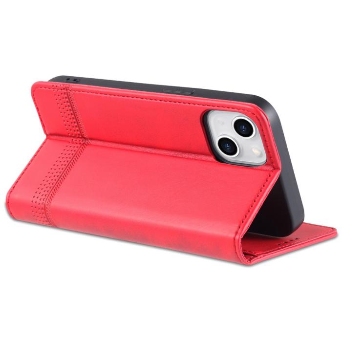 Bild 4, AZNS AZNS iPhone 15 Plus Fodral Flip Läder Röd
