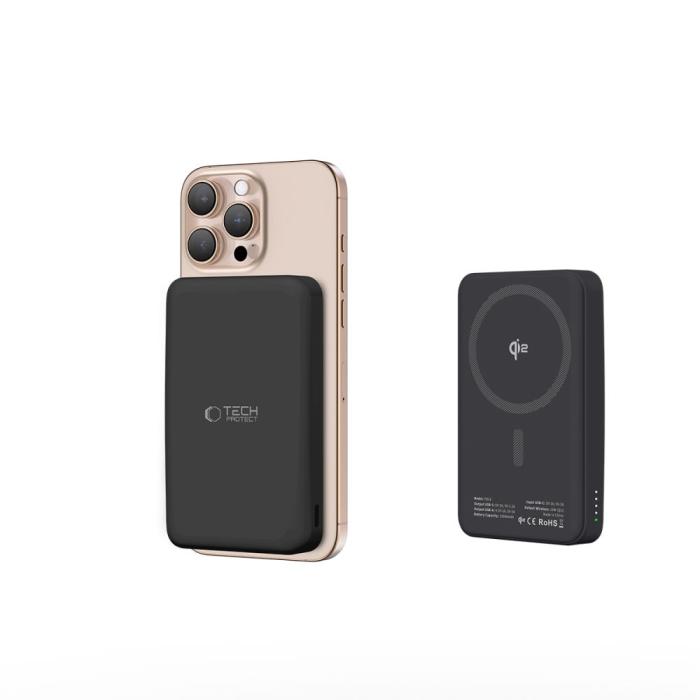 Bild 5, Tech-Protect Tech-Protect 10000 mAh Qi2 MagSafe Powerbank LifeMag Svart