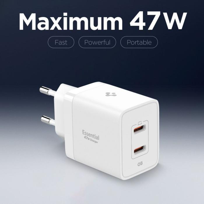Bild 4, Spigen Spigen 47W Väggladdare USB-C Essential Vit