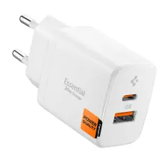Spigen Spigen 20W V&auml;ggladdare USB-C / USB-A Essential Vit