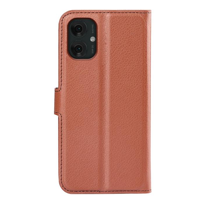Bild 6,  Motorola Moto G55 5G Fodral Litchi Läder Brun