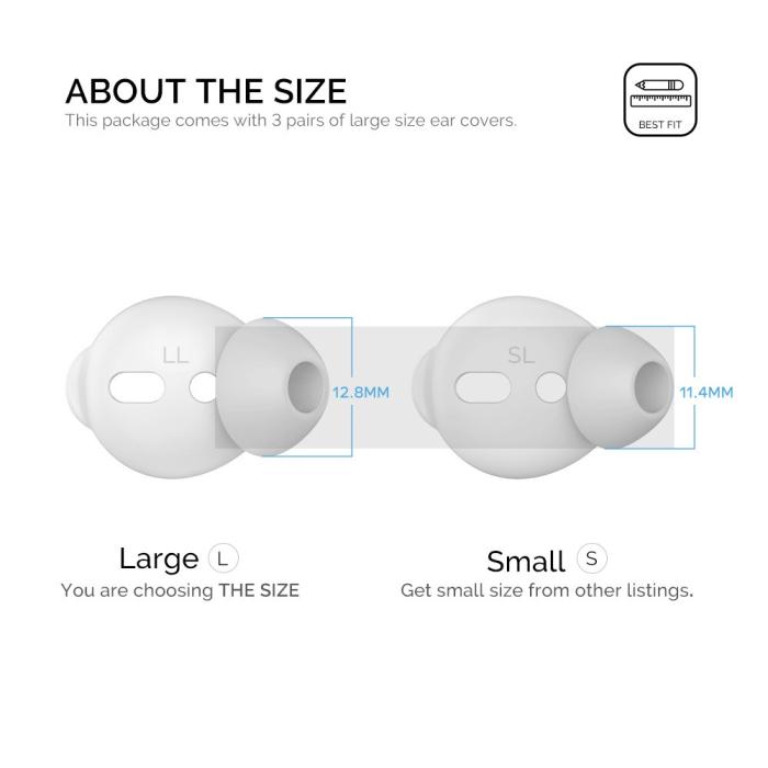 Bild 2, AHASTYLE AHASTYLE AirPods 2/1 3-PACK Öronpluggar Silikon Storlek L Vit