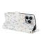  iPhone 16 Pro Max Fodral Rhombus Läder Blommor Vit