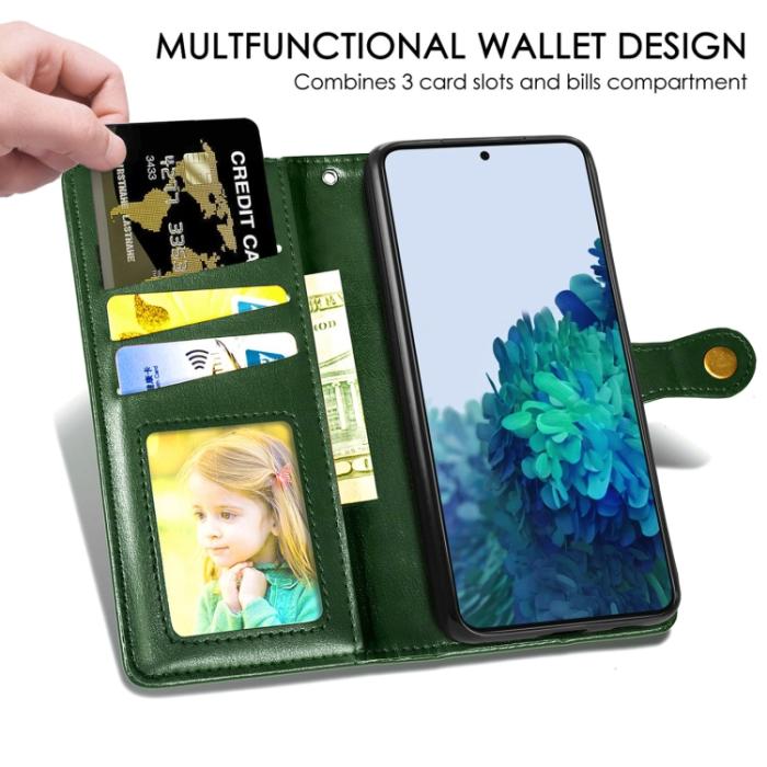 Bild 5,  Samsung Galaxy S22 Fodral Solid Läder Magnetisk Mässing Grön