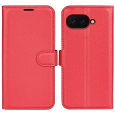  Google Pixel 9a Fodral Litchi L&auml;der R&ouml;d