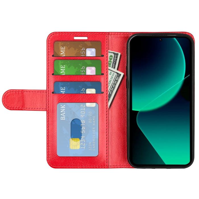 Bild 2,  Xiaomi 13T / 13T Pro Fodral Crazy Horse Läder Röd