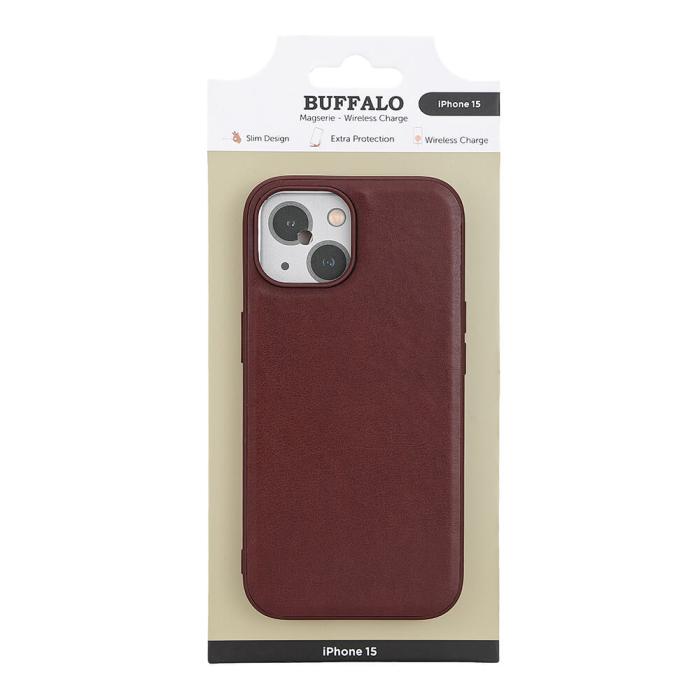 Bild 2, Buffalo Buffalo iPhone 15 Mobilskal MagSafe Läder Brun