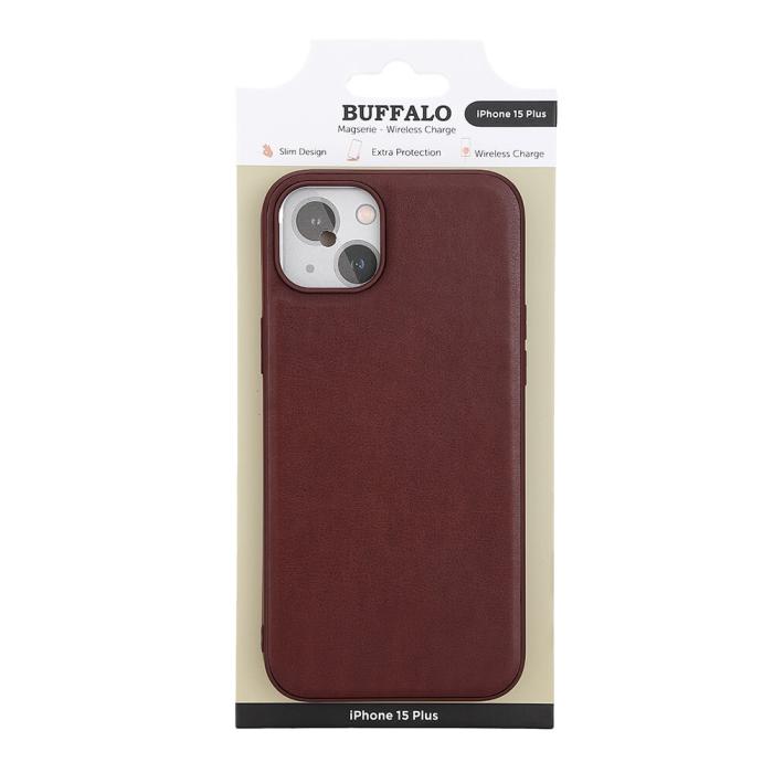 Bild 2, Buffalo Buffalo iPhone 15 Plus Mobilskal MagSafe Läder Brun