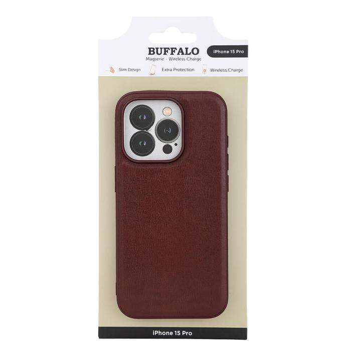 Bild 2, Buffalo Buffalo iPhone 15 Pro Mobilskal MagSafe Läder Brun