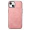  iPhone 15 Plus Skal Läderbelagt Skin Touch Rosa