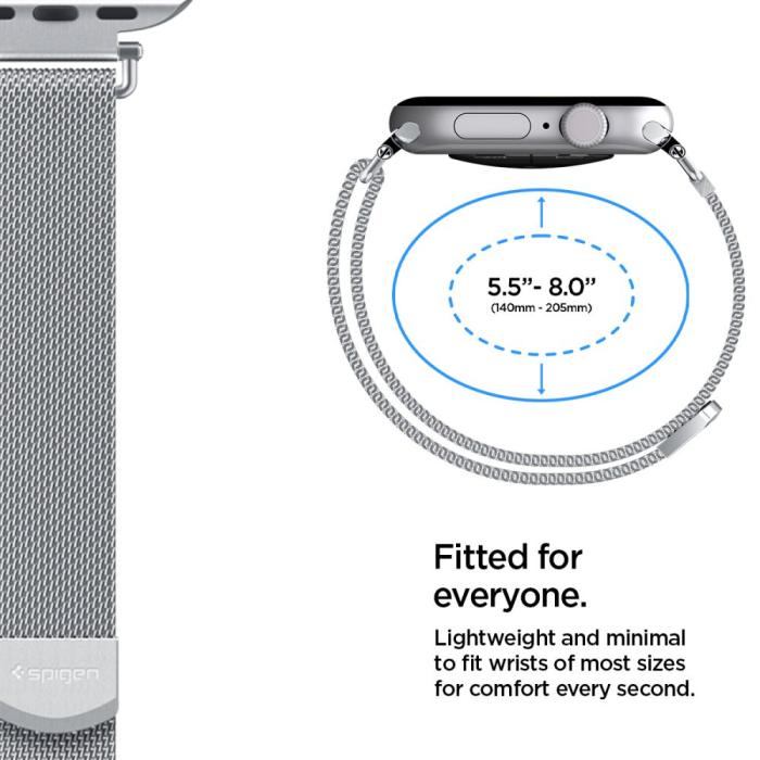 Bild 5, Spigen Spigen Apple Watch 38/40/41/42 mm Armband Milanese Silver