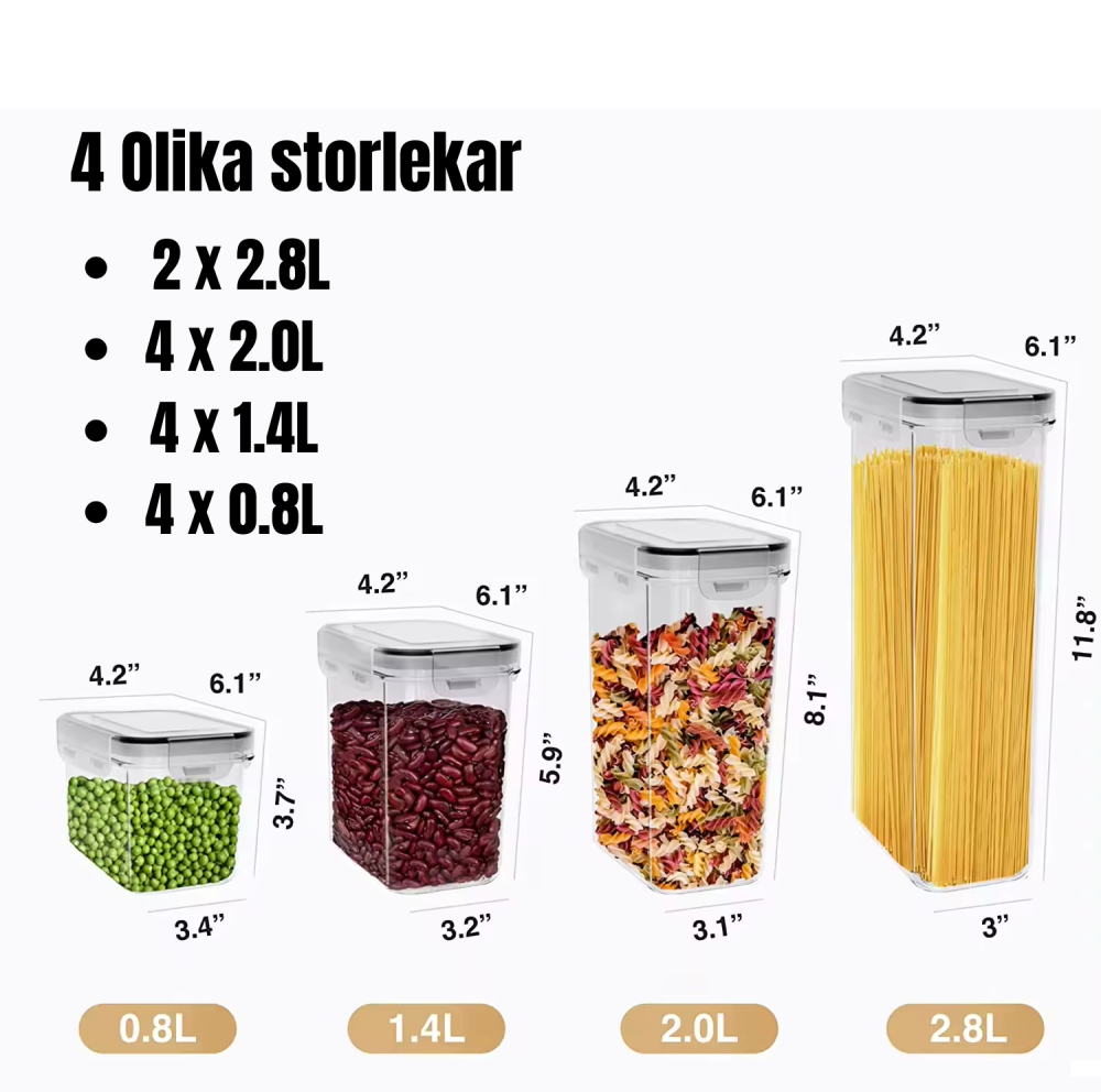  14-Pack Lufttäta Matförvaringsbehållare Med Lock - BPA-Fria
