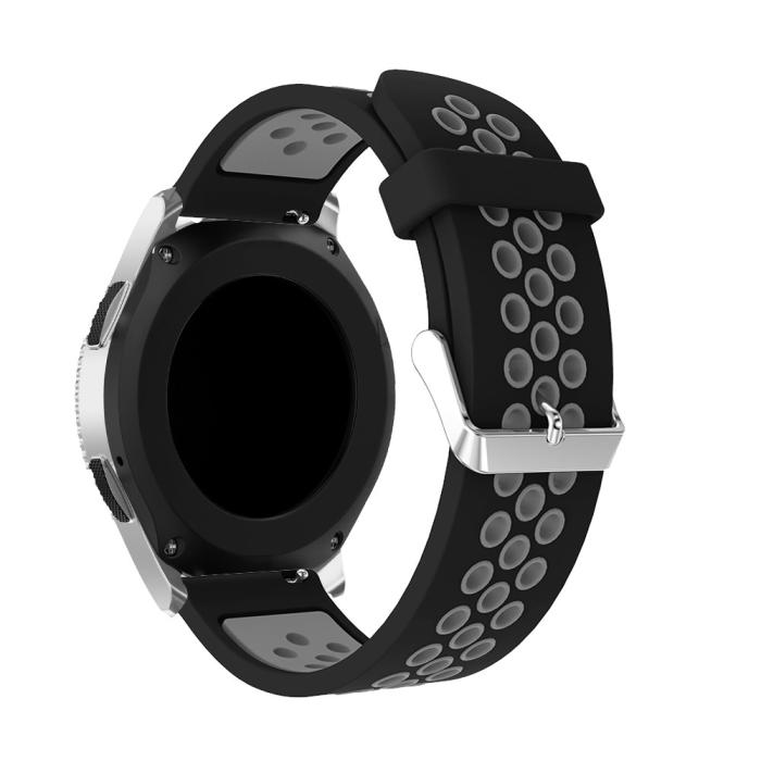 Bild 2,  Tvåfärgat Silikon Armband - Svart/Grå (22mm)