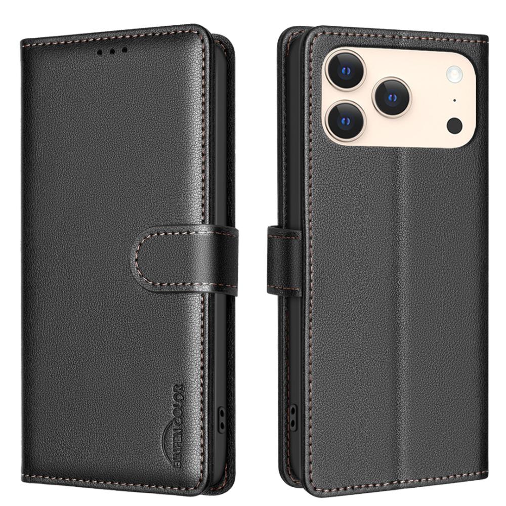 BINFEN BINFEN iPhone 17 Pro Max Fodral RFID Läder Svart