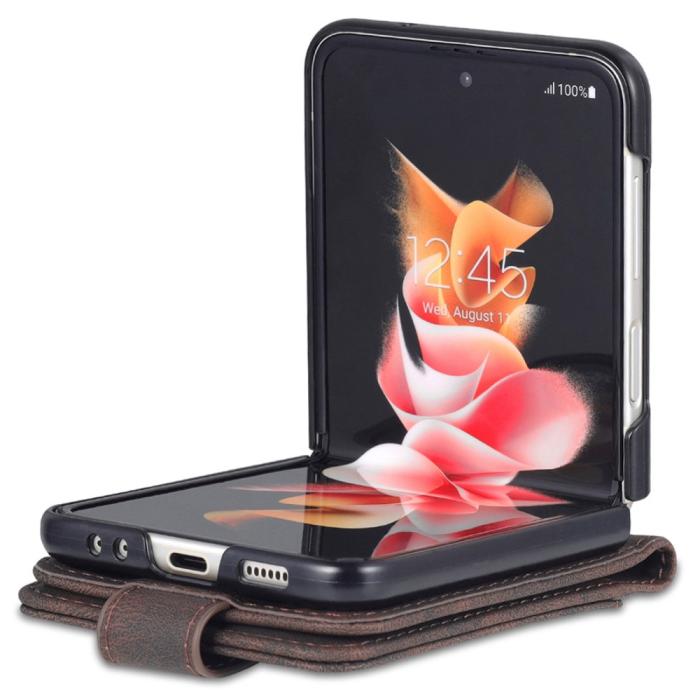Bild 3, AZNS AZNS Galaxy Z Flip 5 Fodral PU-Läder Brun