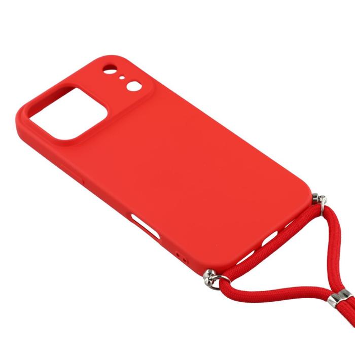 Bild 3,  iPhone 17 Pro Skal Med Mobilsnöre TPU Röd