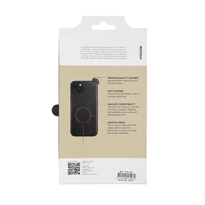 Bild 4, Buffalo Buffalo iPhone 15 Plus Skal MagSafe Äkta Läder Svart