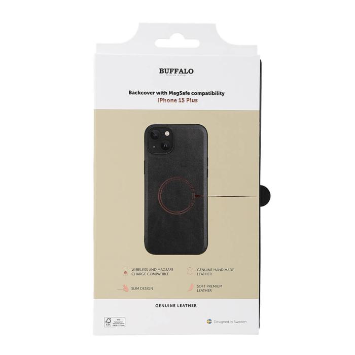 Bild 2, Buffalo Buffalo iPhone 15 Plus Skal MagSafe Äkta Läder Svart