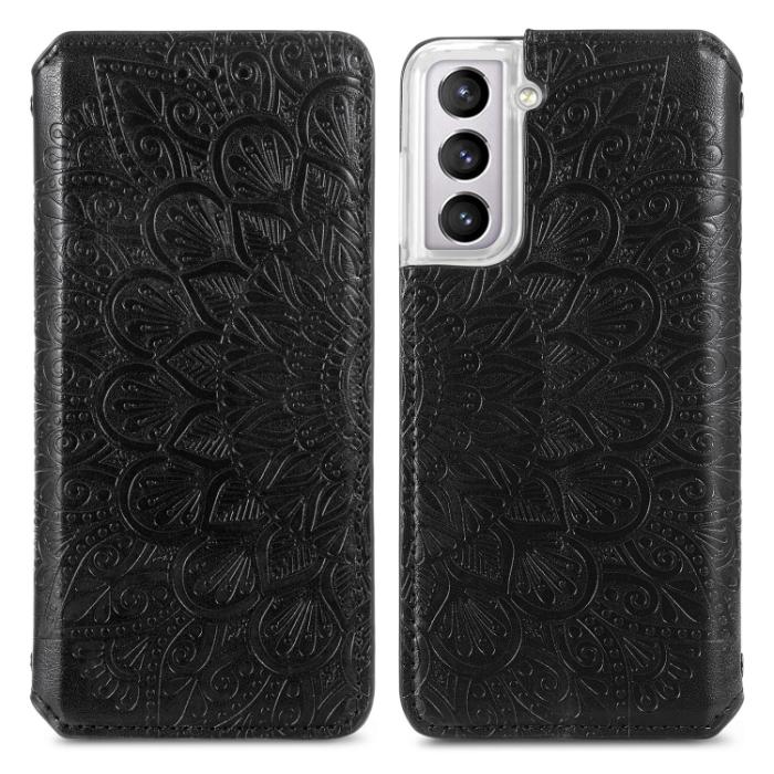 Bild 2,  Samsung Galaxy S22 Fodral Mandala Flip Läder Svart