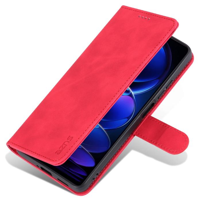 Bild 6, AZNS AZNS Xiaomi Redmi Note 12 Pro 5G Fodral Retro Läder Röd
