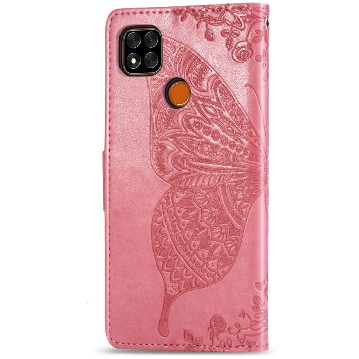 Bild 4,  Xiaomi Redmi 9C Fodral Butterfly Rosa