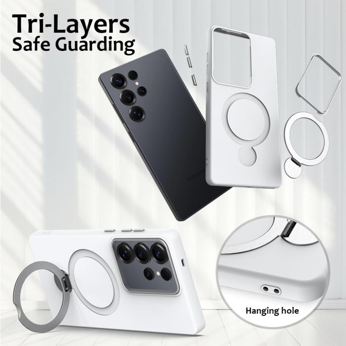 Bild 6,  Samsung Galaxy S24 Ultra Skal MagSafe Kickstand Hybrid Vit