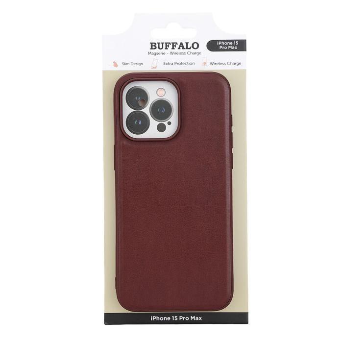 Bild 2, Buffalo Buffalo iPhone 15 Pro Max Mobilskal MagSafe Läder Brun