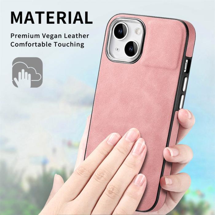 Bild 5,  iPhone 15 Plus Skal Läderbelagt Skin Touch Rosa