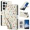  Samsung Galaxy S26 Ultra Fodral Rhombus Läder Blommor Vit
