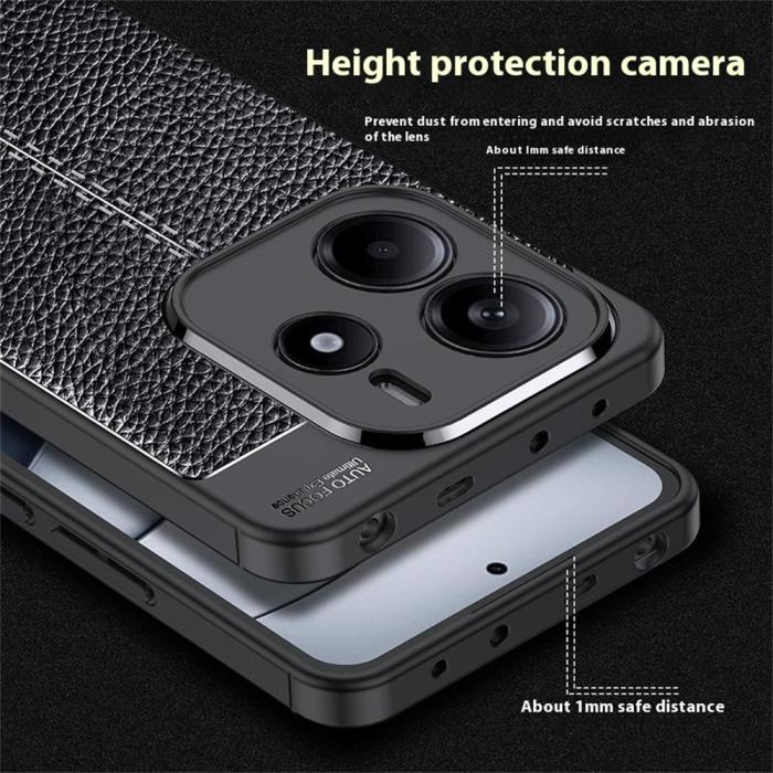 Bild 5,  Xiaomi Redmi Note 14 5G Skal Litchi Textur Svart