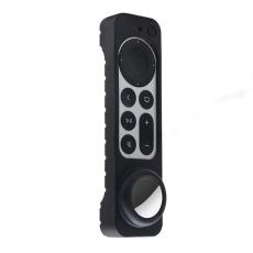  Apple TV 4K (2021) 2in1 Silikonskal Med Plats F&ouml;r AirTag - Svart