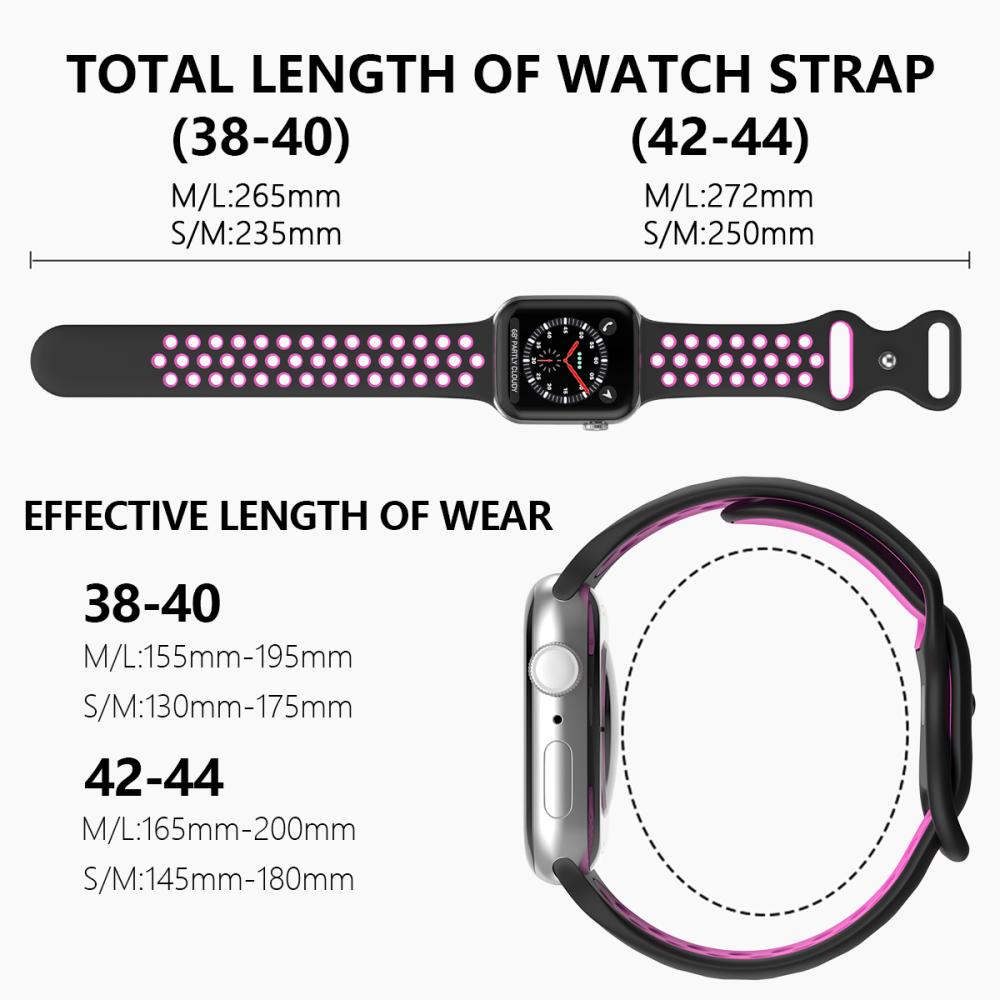ColorPop Sportarmband Dual-Color Apple Watch 42/44/45/46/49 mm (S/M) Svart/Lila