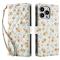  iPhone 16 Pro Max Fodral Rhombus Läder Blommor Vit