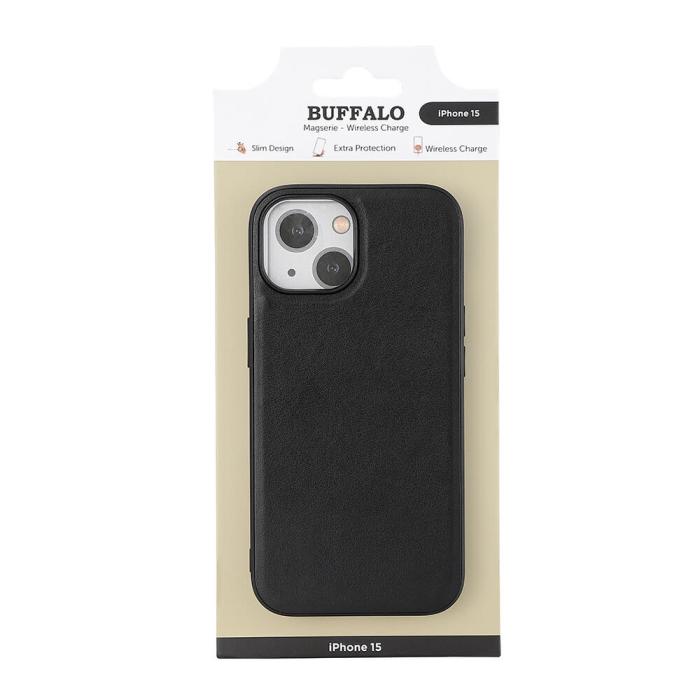 Bild 2, Buffalo Buffalo iPhone 15 Mobilskal MagSafe Läder Svart