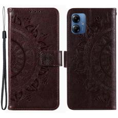  Motorola Moto G54 5G Fodral Mandala L&auml;der Brun