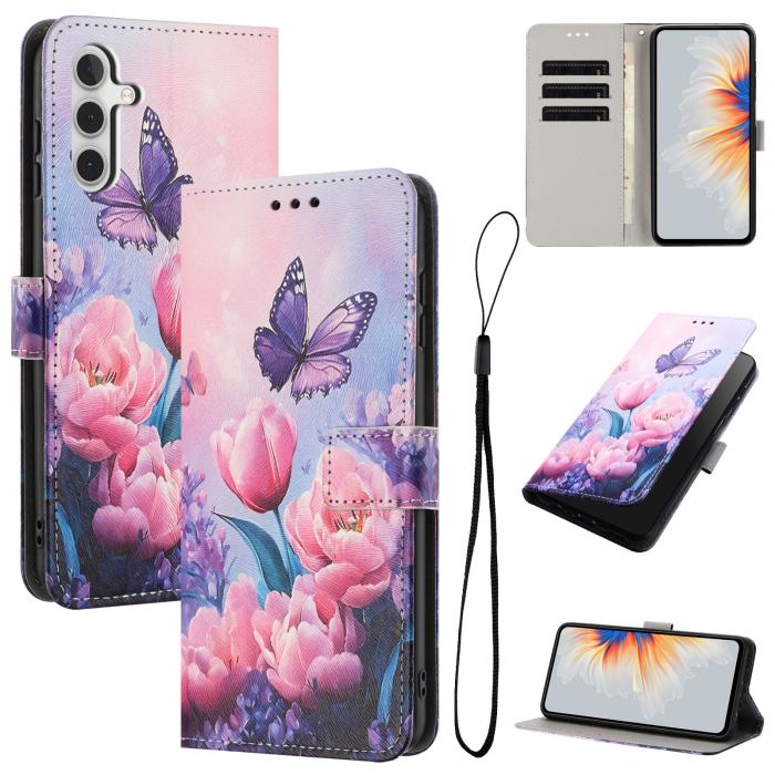 Bild 2,  Samsung Galaxy A57 5G Fodral Med Tryck Rosa Blommor