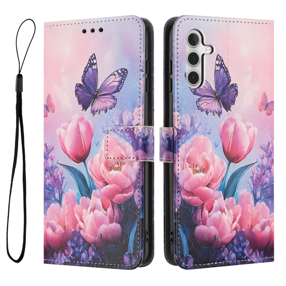  Samsung Galaxy A57 5G Fodral Med Tryck Rosa Blommor