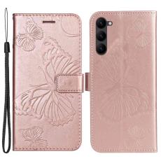  Samsung Galaxy S23 Plus Fodral Tryckta Fj&auml;rilar Ros&eacute;guld