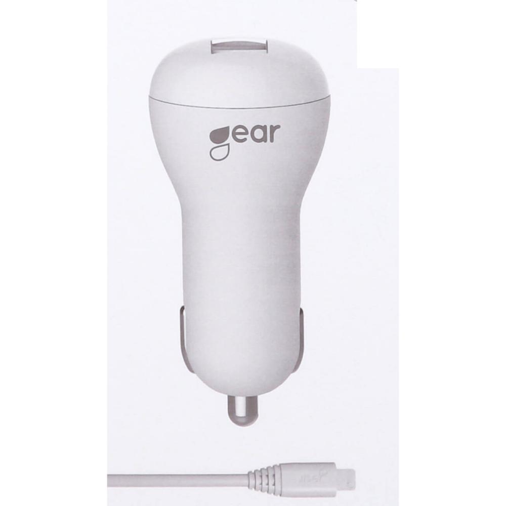 Gear GEAR Billaddare 1xUSB 1A MicroUSB Kabel 1m Vit