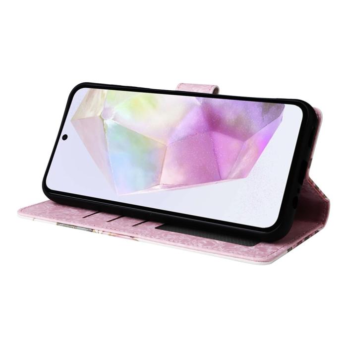 Bild 3,  Samsung Galaxy A17 Fodral RFID Läder Rosa Blommor