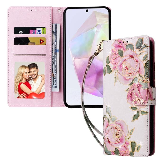 Bild 5,  Samsung Galaxy A17 Fodral RFID Läder Rosa Blommor