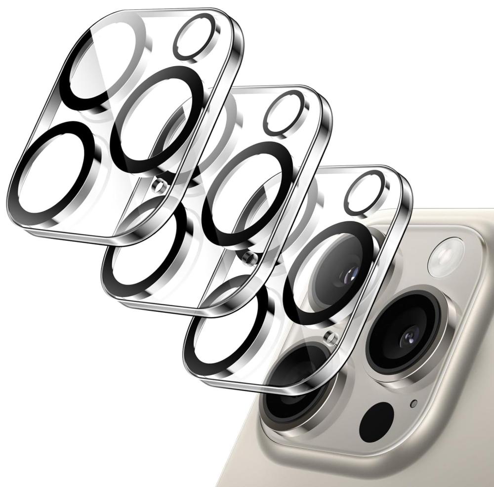  3-Pack iPhone 15 Pro Linsskydd I Härdat Glas