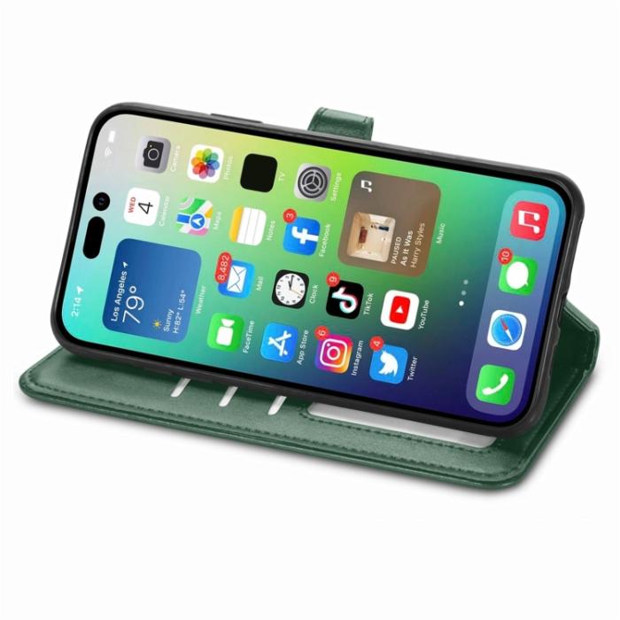 Bild 4,  iPhone 15 Pro Fodral Solid Med Magnetisk Mässing Grön