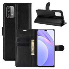  Xiaomi Redmi 9T - Litchi L&auml;der Fodral - Svart