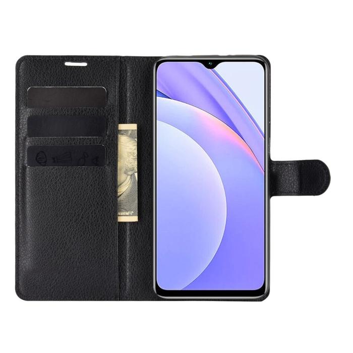 Bild 4,  Xiaomi Redmi 9T - Litchi Läder Fodral - Svart