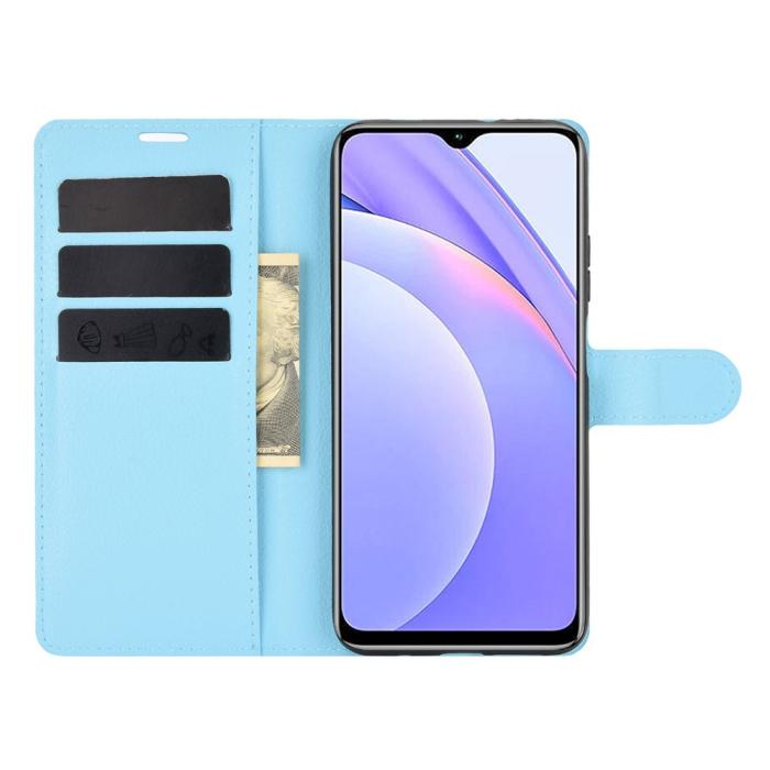 Bild 4,  Xiaomi Redmi 9T - Litchi Läder Fodral - Blå