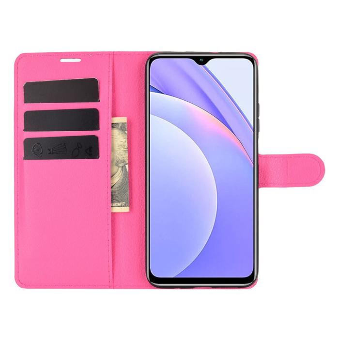 Bild 4,  Xiaomi Redmi 9T - Litchi Läder Fodral - Rosa
