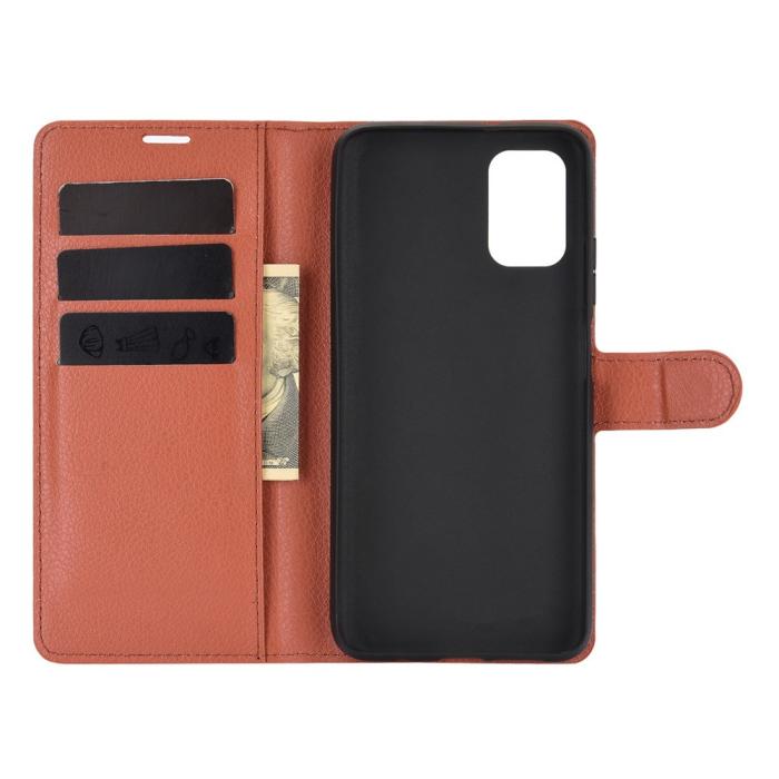 Bild 3,  Xiaomi Redmi 9T - Litchi Läder Fodral - Brun